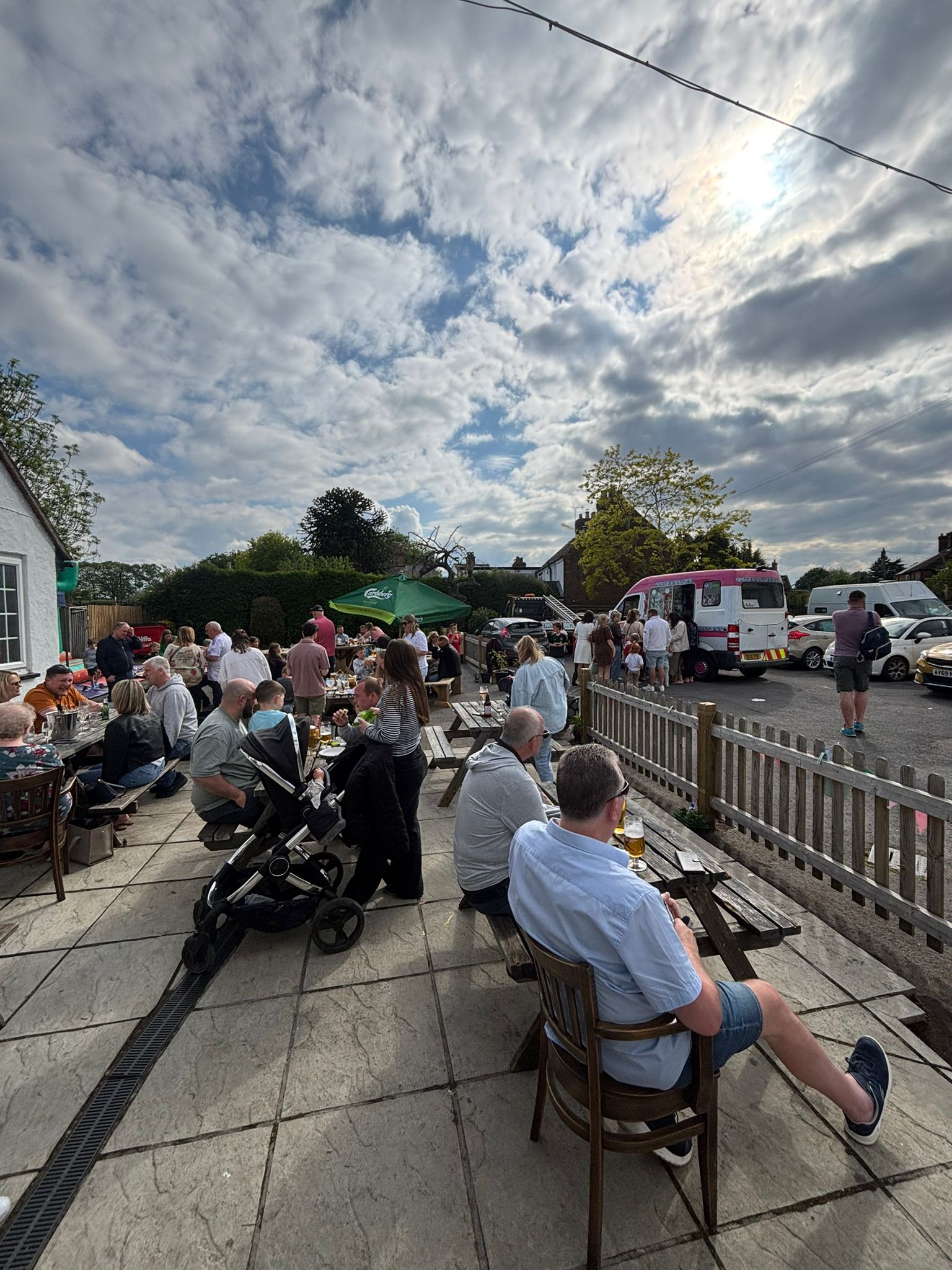 Busy beer garden on a community event