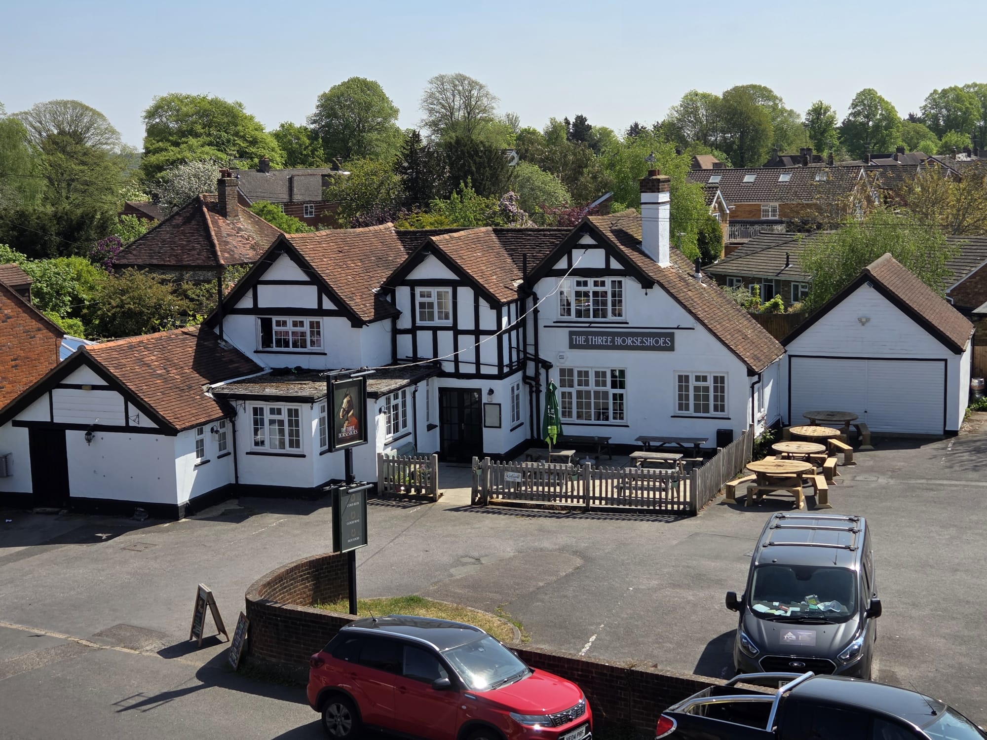 Aerial view of The Three Horse Shoes