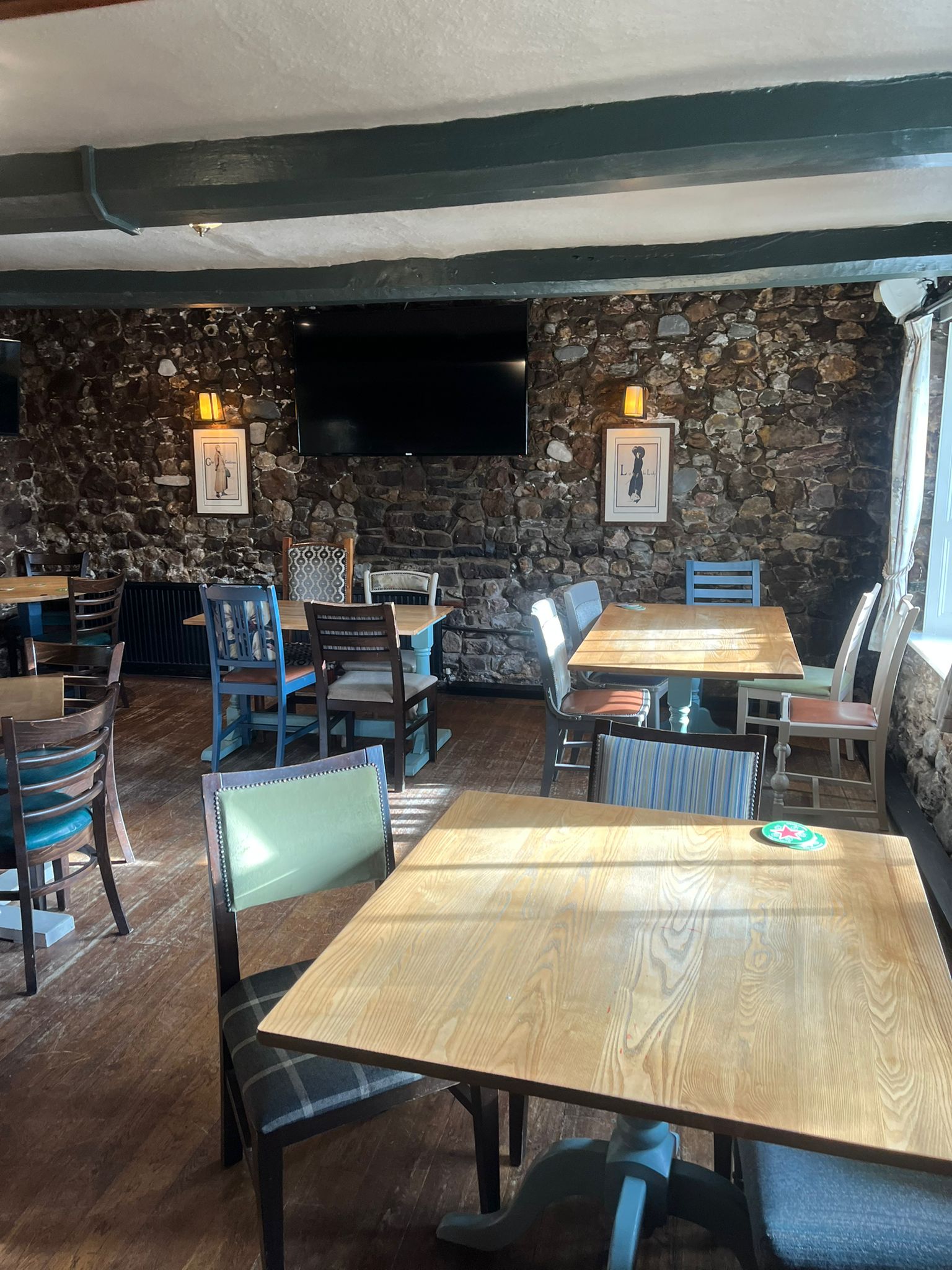 Stone wall dining area